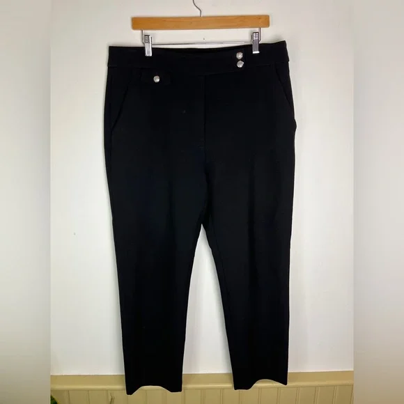 Veronica Beard Womens 16 Mid Rise Pleated Trouser Pants Black Office Corporate - Picture 1 of 9